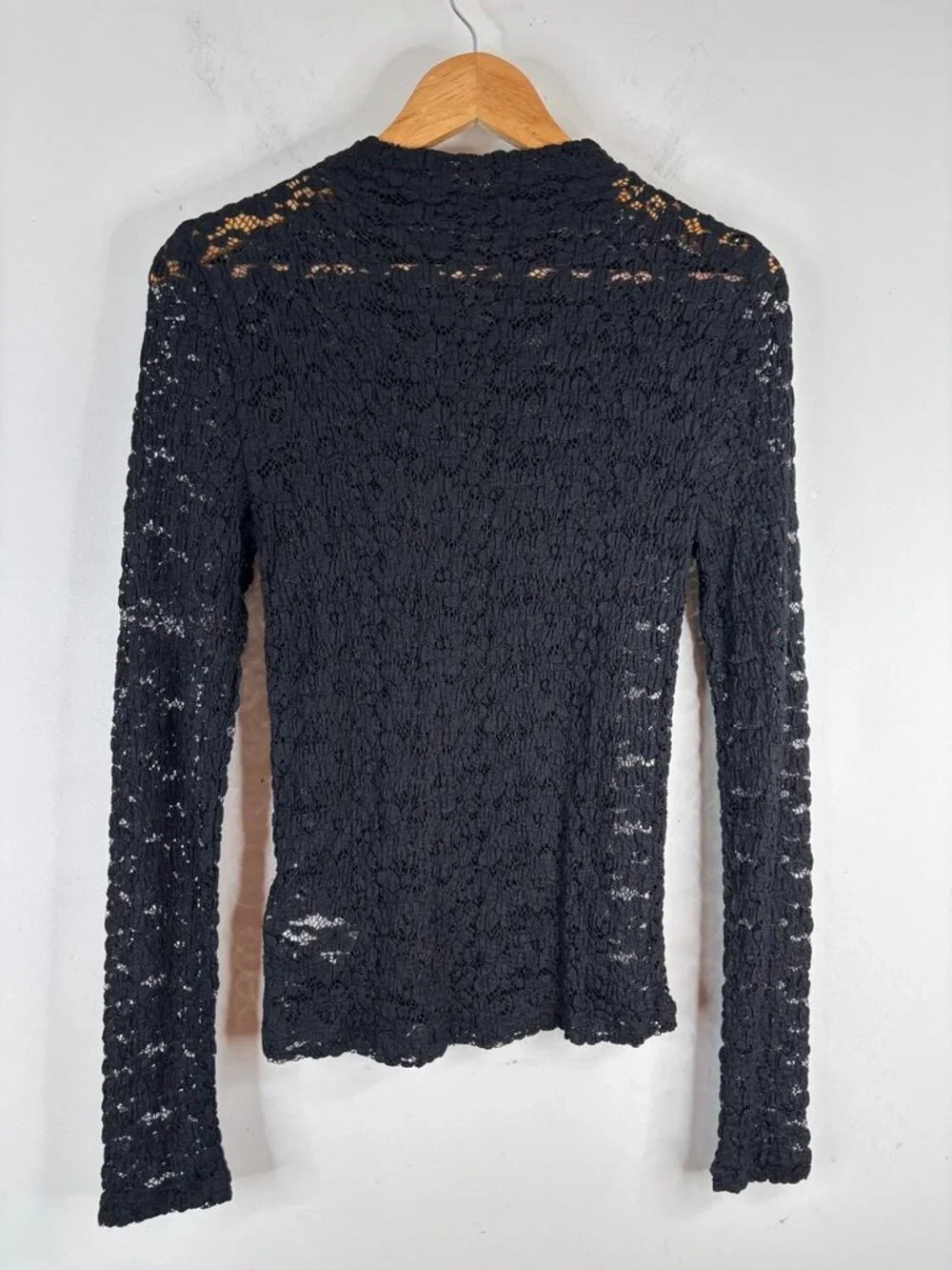 NWT J Crew Mock Neck Black Lace Blouse Top S Long Sleeve Romantic Goth Sheer